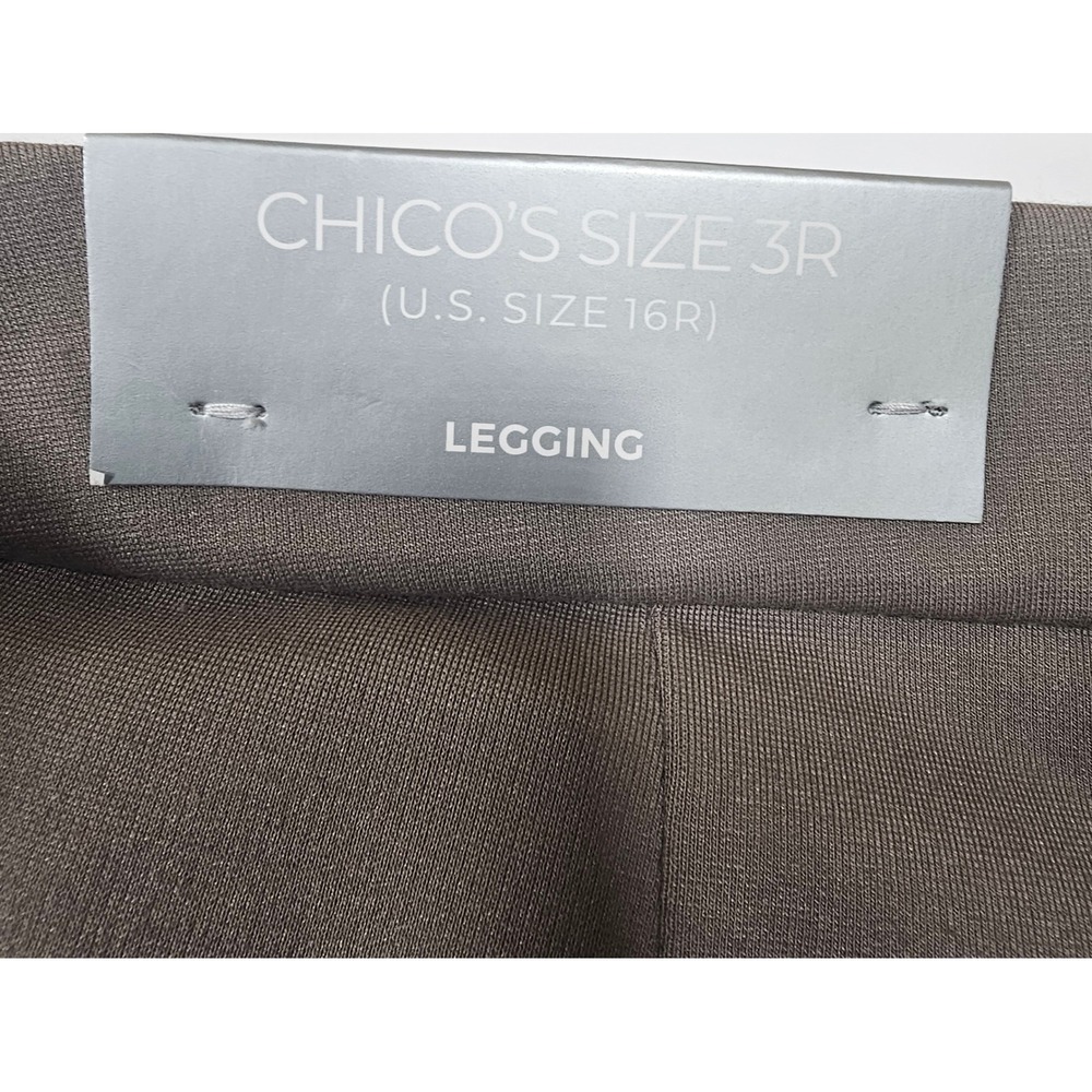 Chico's Taupe Faux Suede Leggings Slim Fit Pull On Pants Size 3 Regular US 16R - Picture 11 of 11